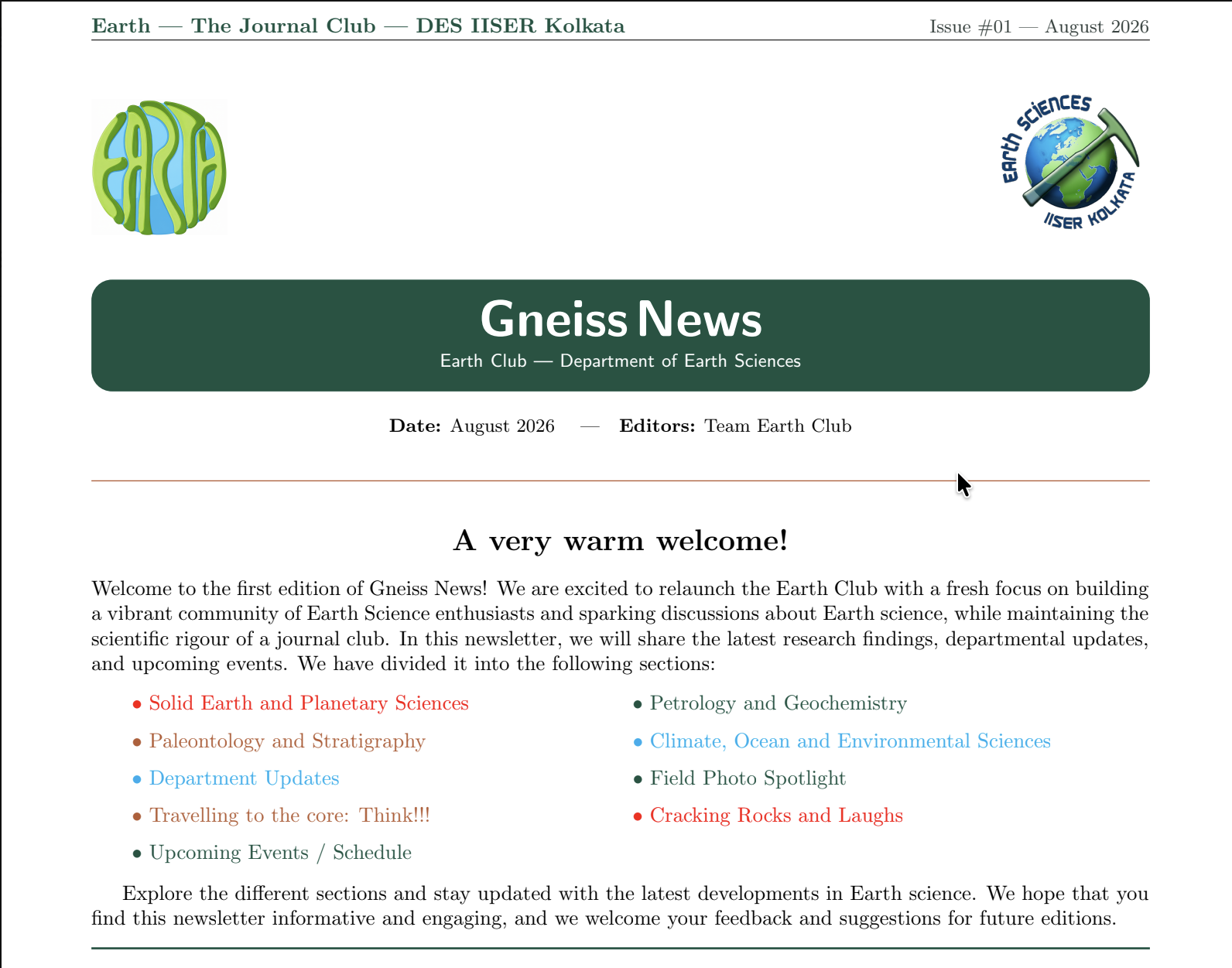 Gneiss News August 2026 cover