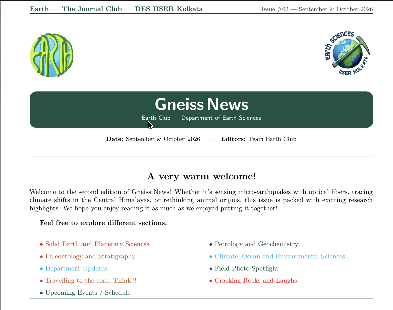 Gneiss News Issue 2 newsletter cover